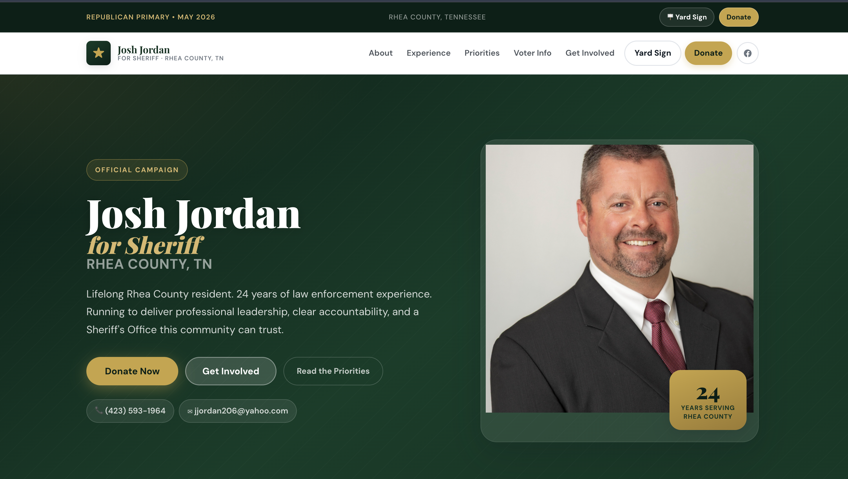 Josh Jordan for Sheriff campaign site
